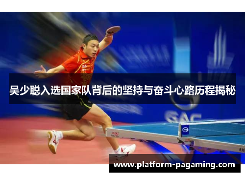 吴少聪入选国家队背后的坚持与奋斗心路历程揭秘